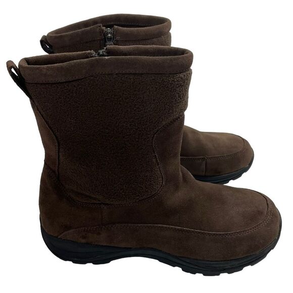 L.L. Bean Men's Primaloft Brown Suede Zip Up Boots Fleece Lined Sz 10 Wide Shoes - Picture 1 of 12